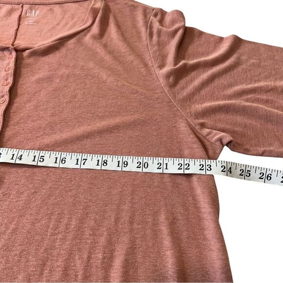 GAP Peach Short Sleeve Relaxed Linen Blend Henley T-Shirt, XXL - Picture 6 of 8